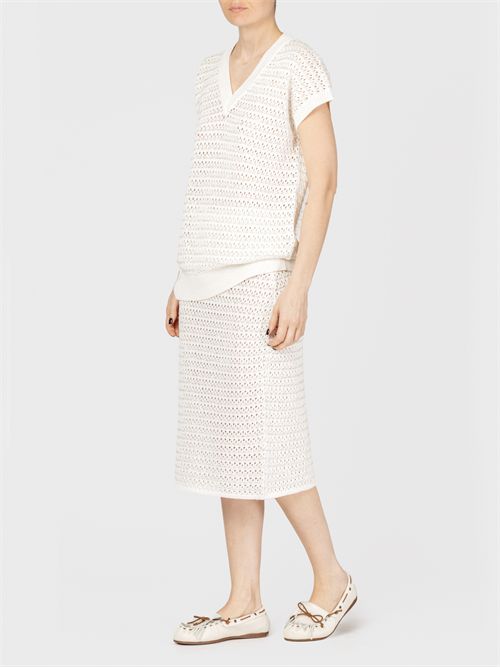 Pencil skirt in striped cotton ribbon with brilliant sequins FABIANA FILIPPI | GND275F788L3530142